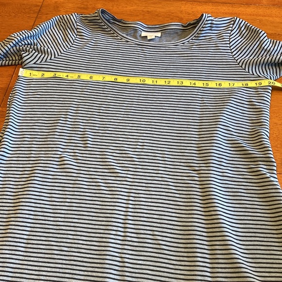 J Jill Womens Sz M Blue Black Small Stripes Long Sleeve Knit Shift T-Shirt Dress - Picture 8 of 10